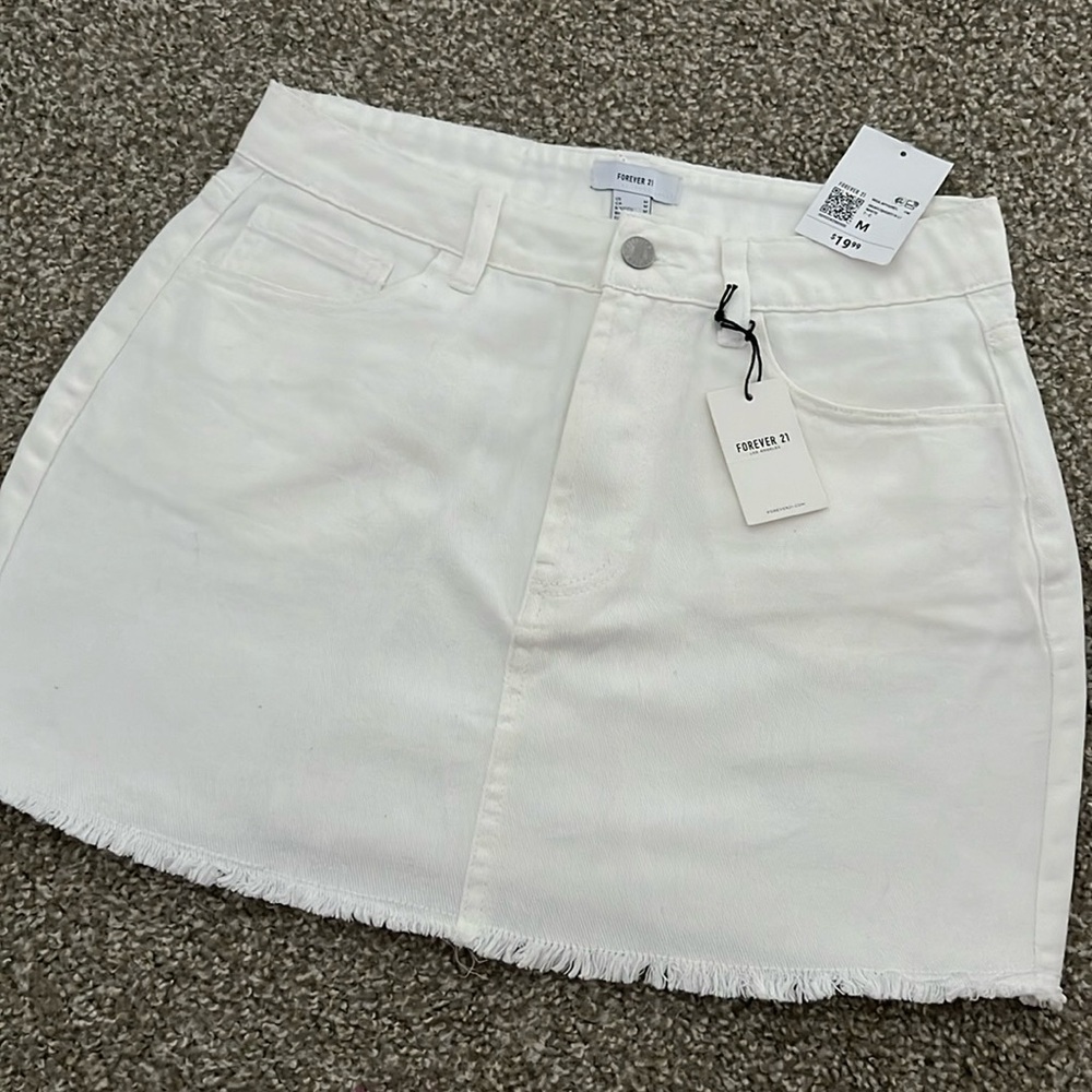White Denim Mini Skirt